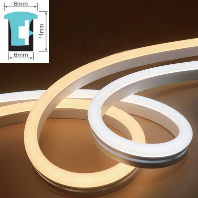 08*11mm Silicone LED Profile With Flange 180° Side Emitting For 5-6mm Strip Light